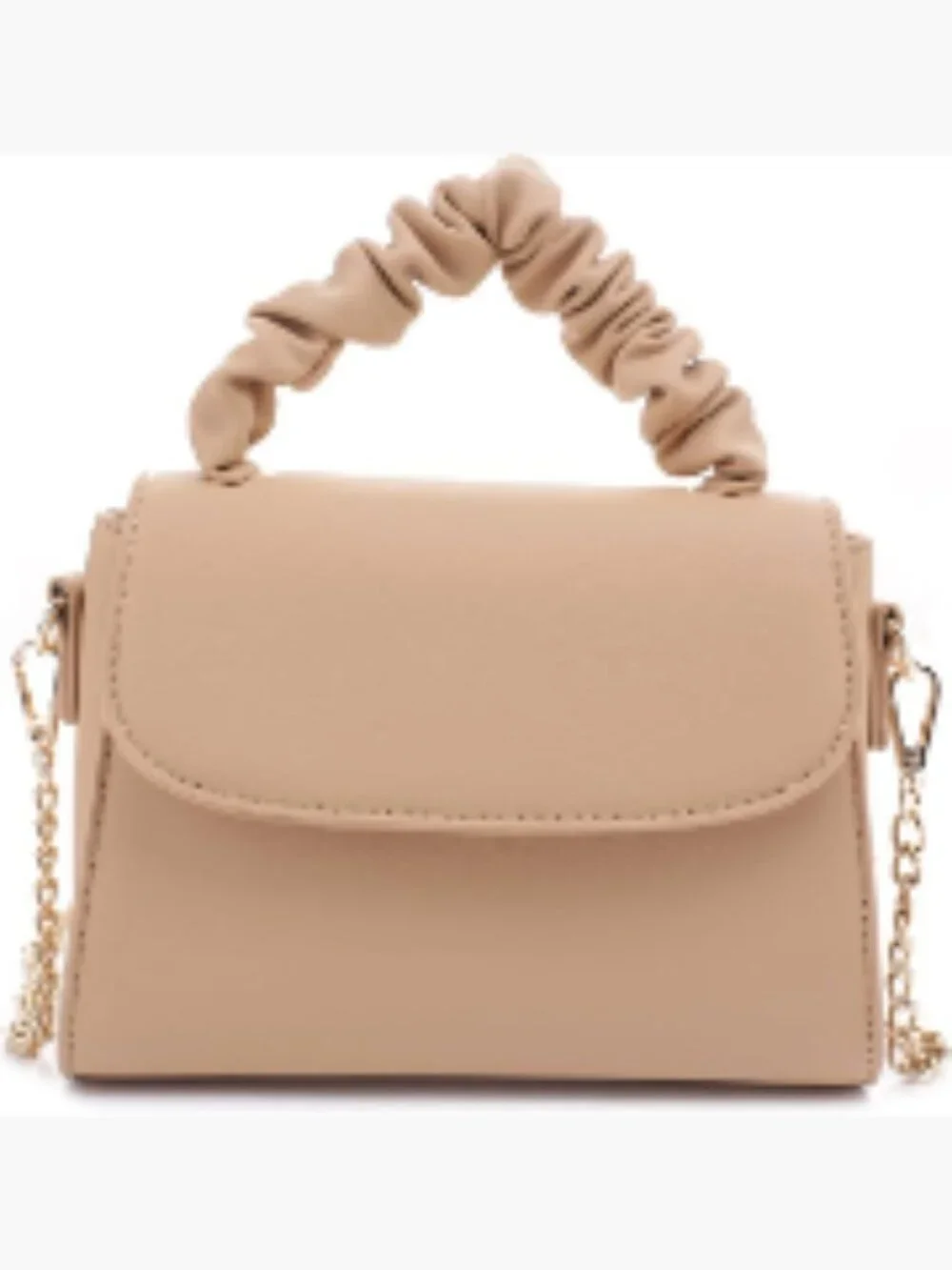 Vegan Leather Mini Top Handle Crossbody Bag with Chain Strap